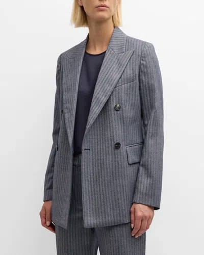 Eleventy Striped Double-breasted Blazer In Blue