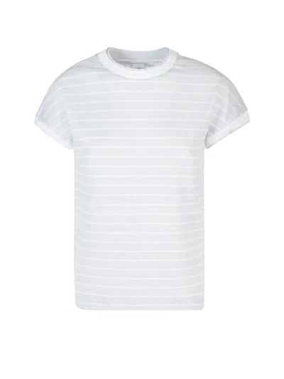 Eleventy Striped Linen T-shirt In Blue
