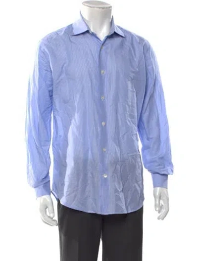 Pre-owned Eleventy Striped Long Sleeve Dress Shirt In Blue