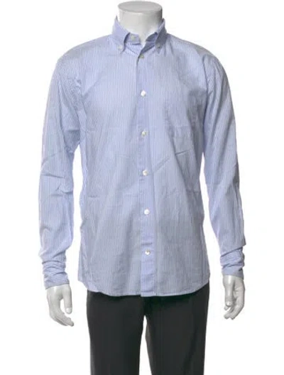 Pre-owned Eleventy Striped Long Sleeve Dress Shirt In Blue