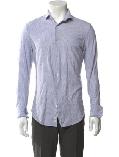 Pre-owned Eleventy Striped Long Sleeve Shirt In Blue