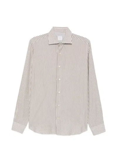 Eleventy Striped Long-sleeve Shirt In Neutral