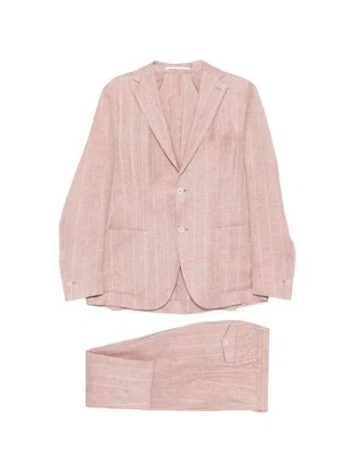 Eleventy Striped-pattern Suit In Pink