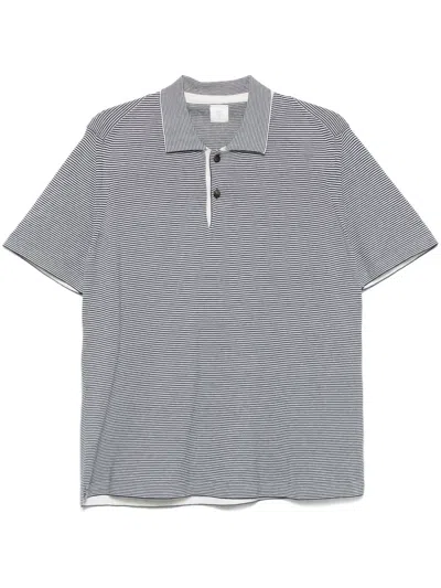 Eleventy Striped Polo Shirt In Blue