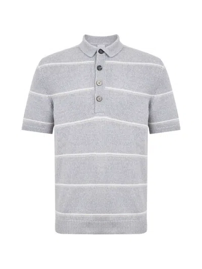 Eleventy Striped Polo Shirt In Gray