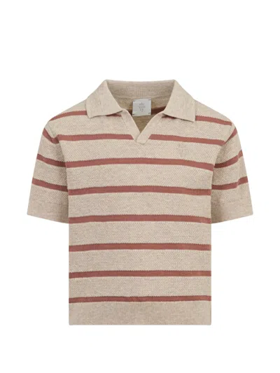Eleventy Kids' Striped Polo Shirt In Multi