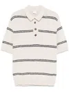 Eleventy Light Beige Striped Polo Shirt In Neutrals