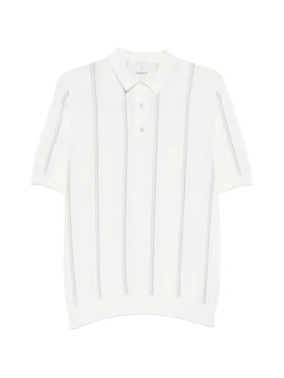 Eleventy Striped Polo Shirt In White