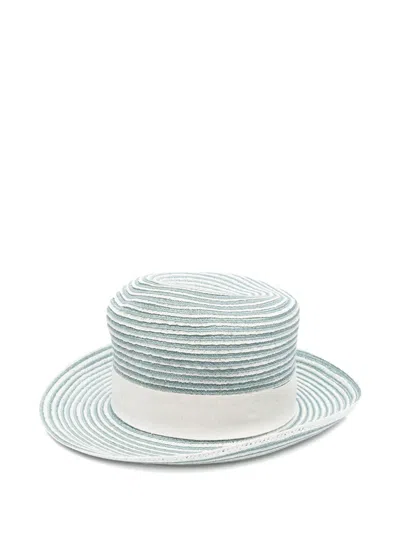 Eleventy Striped Ribbon Hat In Blue