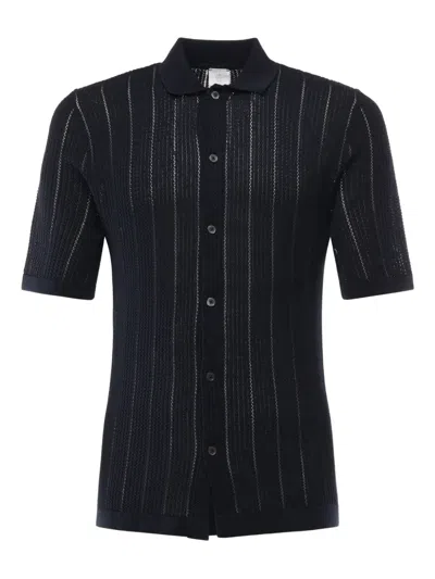 Eleventy Striped Shirt In Black