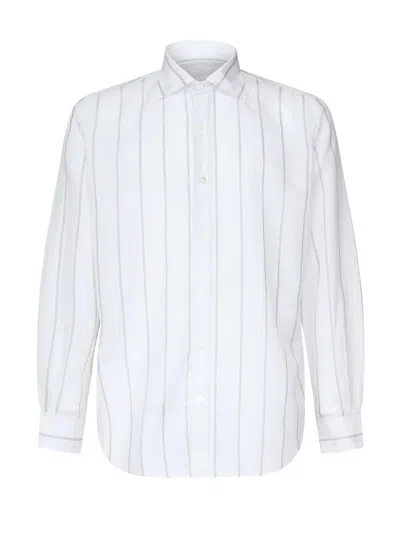 Eleventy Striped Shirt In White
