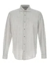 Eleventy Slim Fit Striped Cotton Shirt With Vertical Stripes In White