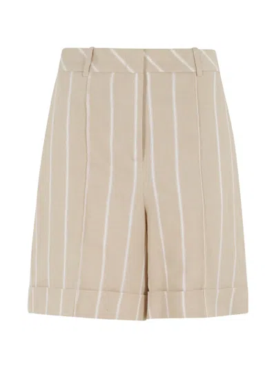 Eleventy Striped Shorts In Neutral