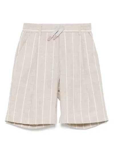 Eleventy Kids' Striped Shorts In Beige