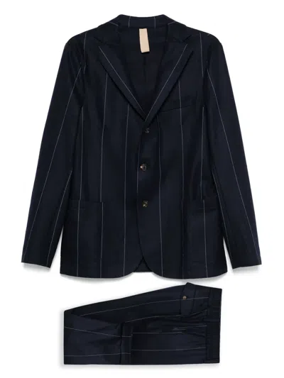 Eleventy Striped Single-breasted Blazer In Blue