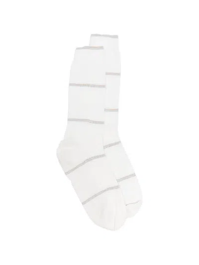 Eleventy Striped Socks In White