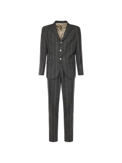 Eleventy Striped Suit In Gray