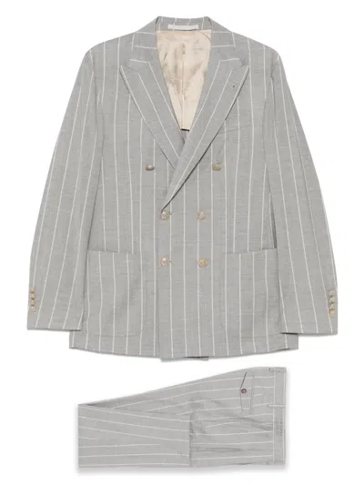 Eleventy Striped Suit In Grey