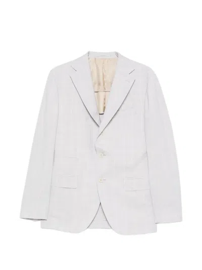 Eleventy Striped Suit In White