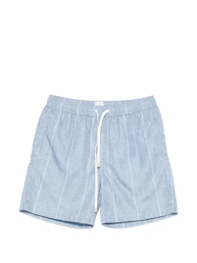 Eleventy Striped Swim Shorts In Blue