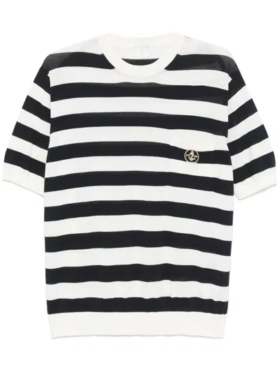 Eleventy Striped T-shirt In Blue