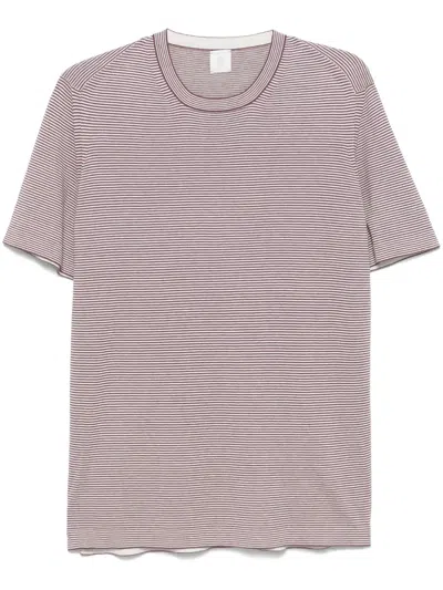 Eleventy Striped T-shirt In Red