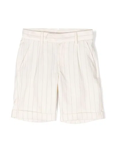 Eleventy Kids' Striped Tailored Shorts In Neutrals