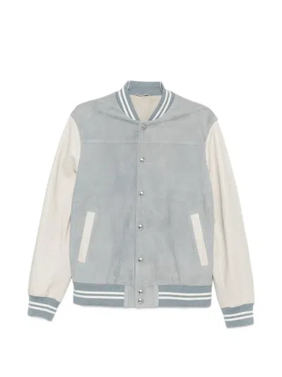 Eleventy Striped-trim Jacket In Blue