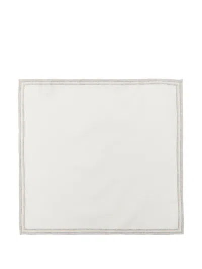 Eleventy Striped-trim Pocket Square In White
