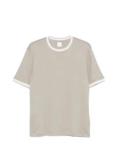 Eleventy Contrast Trim Crew-neck T-shirt In Brown