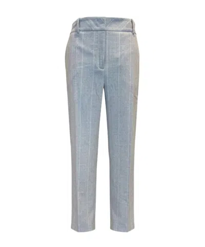Eleventy Striped Trousers In Gray