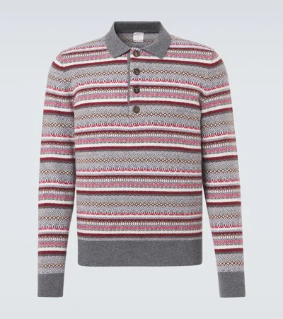 Eleventy Striped Wool Jacquard Polo Sweater In Multi