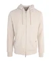 Eleventy Striped Zip-up Hoodie In White