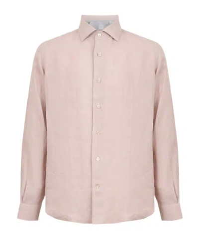 Eleventy Striped-print Long-sleeve Shirt In Pink