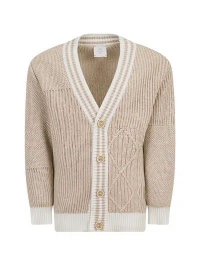 Eleventy Kids' Striped-trim Cardigan In Neutral