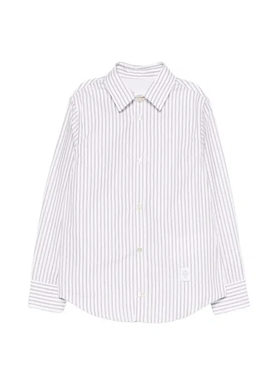 Eleventy Stripe-pattern Long-sleeve Shirt In White