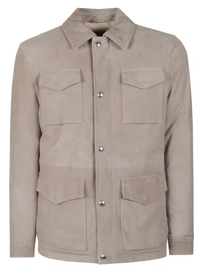 ELEVENTY STRUCTURED MILITARY-INSPIRED JACKET WITH SUEDE-LIKE TEXTURE