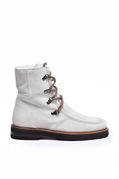 Eleventy Suede Ankle Boot - White