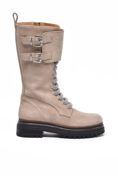 Eleventy Suede Ankle Boots - Beige In Brown