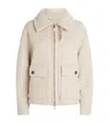 Eleventy Suede Aviator Jacket In Neutral