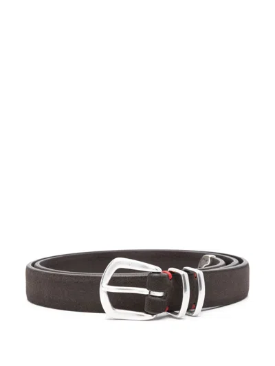 Eleventy Suede Belt In Braun