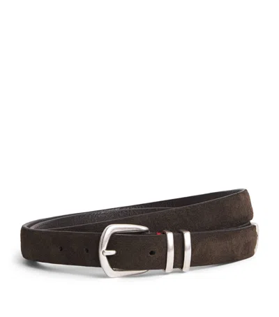Eleventy Suede Belt In Brown