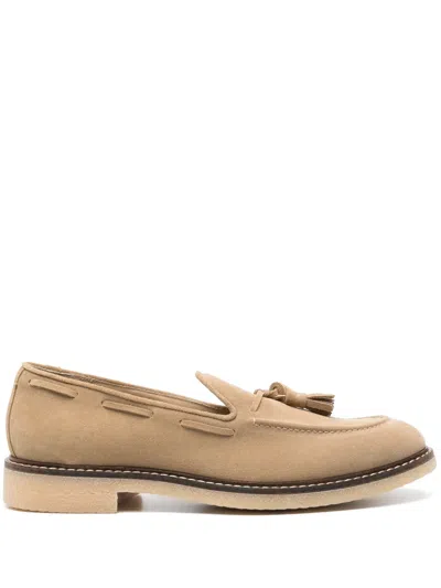 Eleventy Suede Boat Shoes In Brown