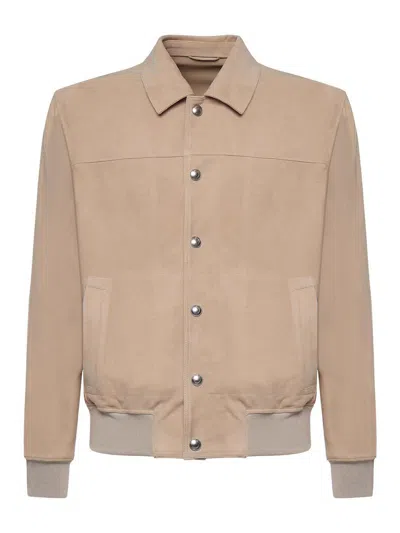ELEVENTY SUEDE BOMBER JACKET