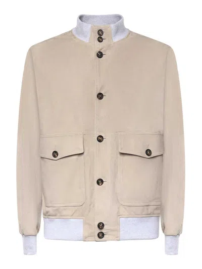 Eleventy Suede Bomber Jacket In Brown