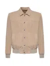 Eleventy Buttoned Suede Jacket In Neutral