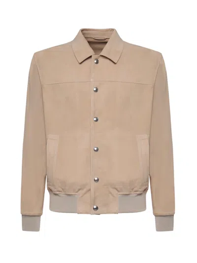 ELEVENTY SUEDE BOMBER JACKET