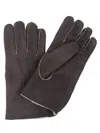 Eleventy Suede Brown Gloves With Plush Lining In Brown