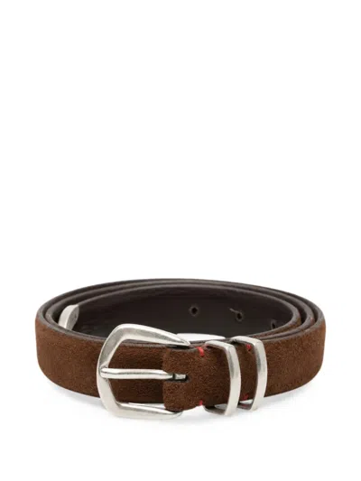 Eleventy Suede Buckle-fastening Belt In Brown