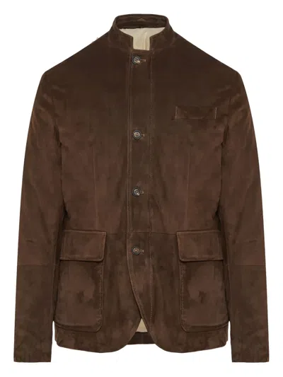 Eleventy Wildlederjacke Mit Knopfleiste In Brown